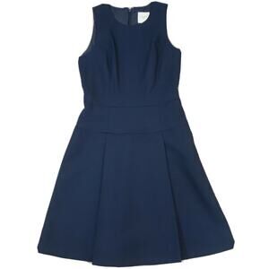 J. Crew Suiting ~Woman Size 0~ Navy Blue Fit Flare Wool Blend Sleeveless Dress.